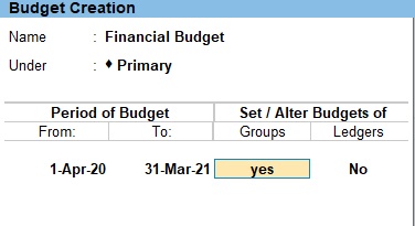 Budget Creation