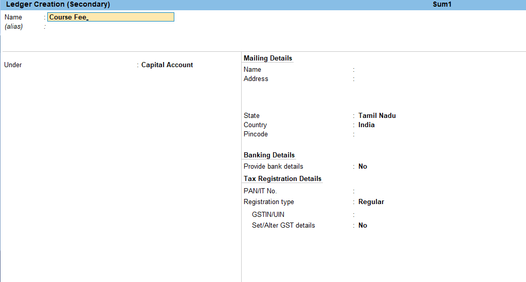 Secondary ledger