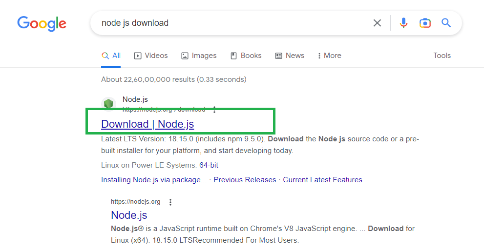 Download Node js