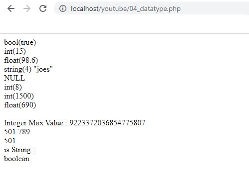 Datatypes in PHP