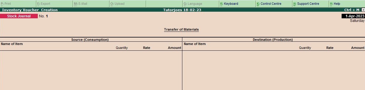 stock journal entry in tally erp 9